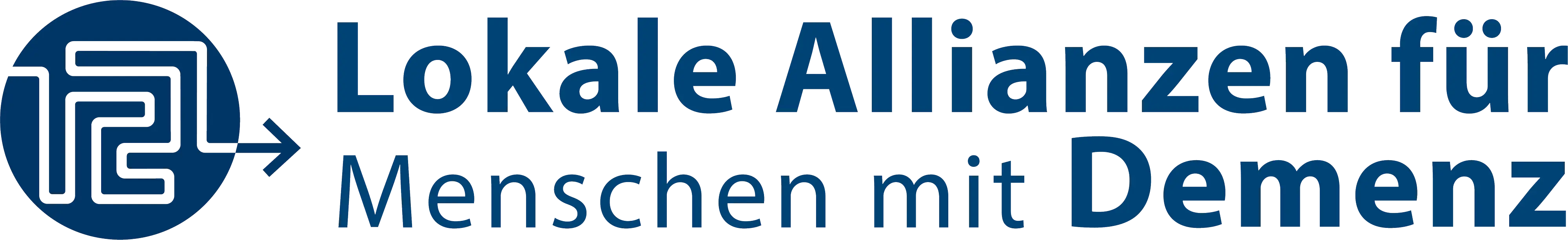 Blaues Logo der Lokalen Allianzen für Menschen mit Demenz.