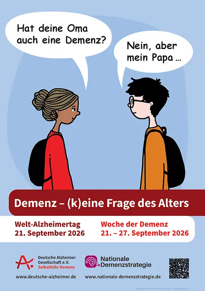 Zwei Jugendliche unterhalten sich über Demenz.